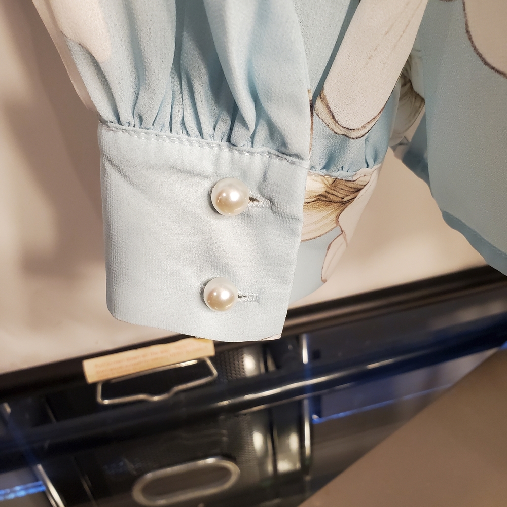 STYLEWE Light Blue Floral Ruffle Blouse - Picture 5 of 12